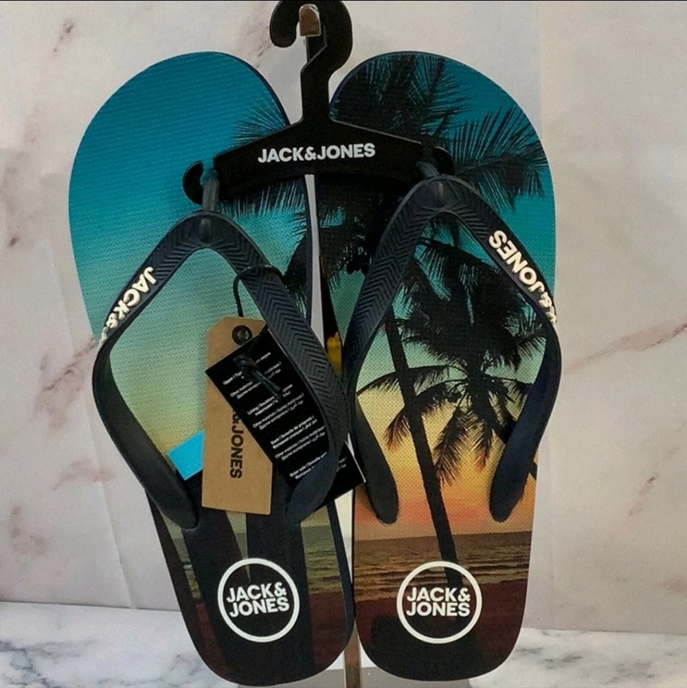 Jack & Jones Mens Tropical Flip-Flops